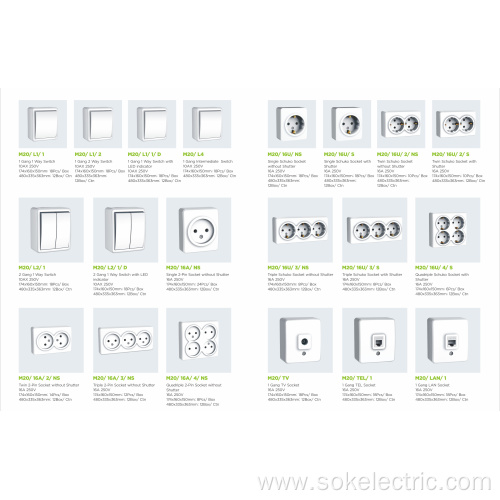 Schuko Outlet with Shutter and grounding Surface Mounted